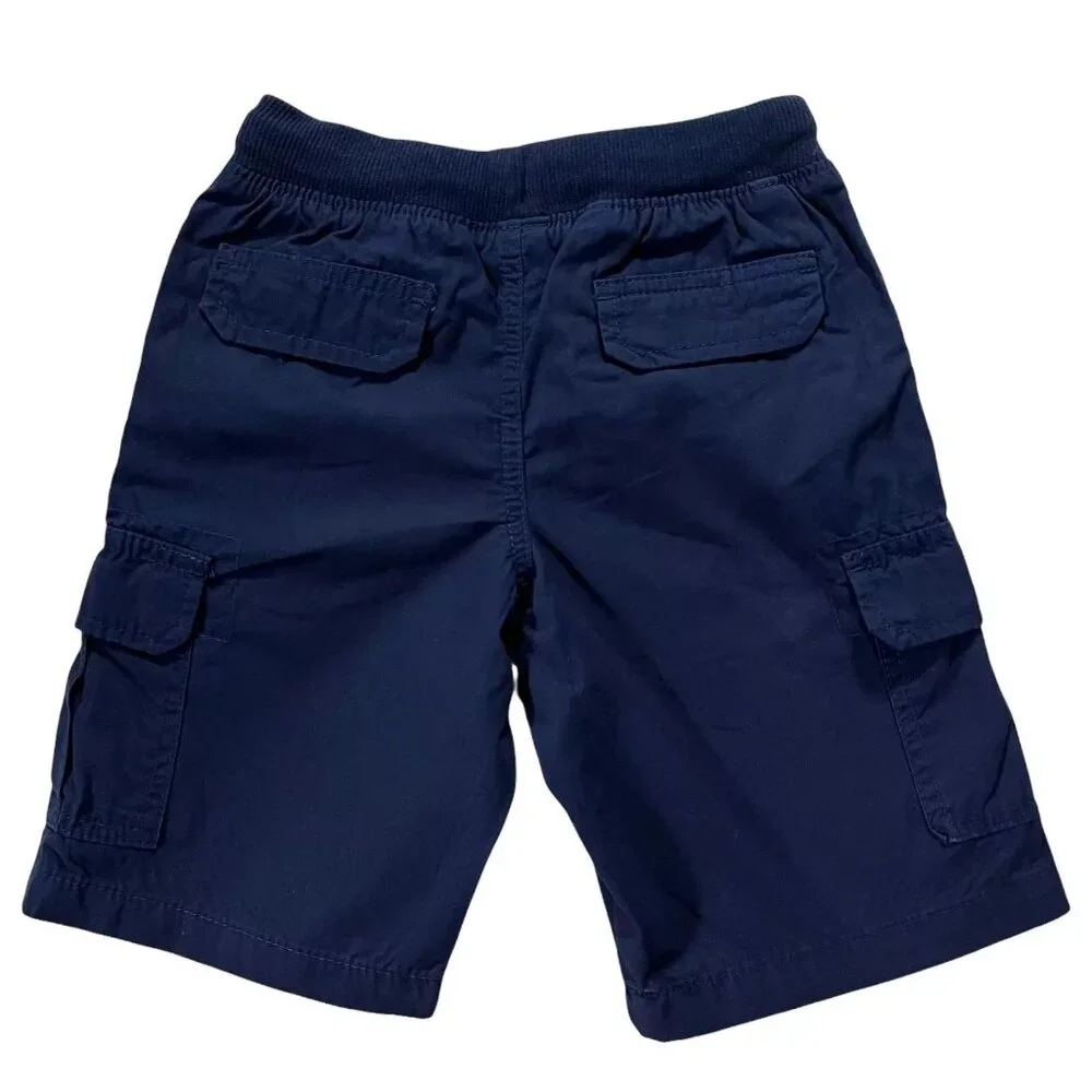 Carter's Little Boys Pull-On Cargo Shorts Size 4-5 Navy Blue & Gray Ribbed Waist